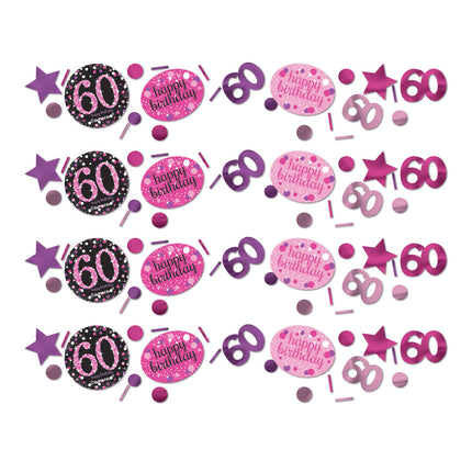 Confetti de table 60 ans Joyeux anniversaire Rose 34gr