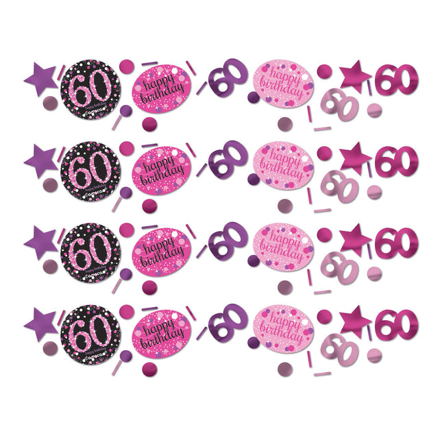 Confetti de table 60 ans Joyeux anniversaire Rose 34gr