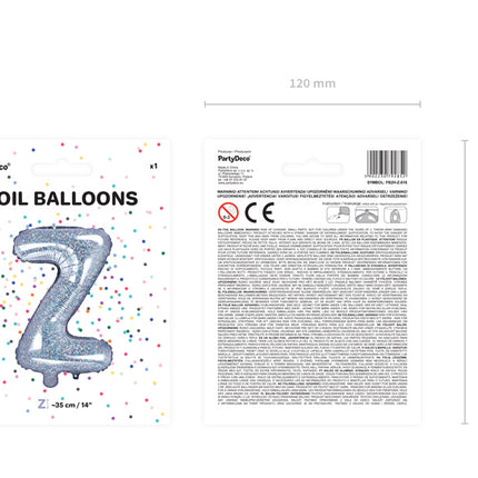 Ballon de baudruche Lettre Z Holographique Vide 35cm