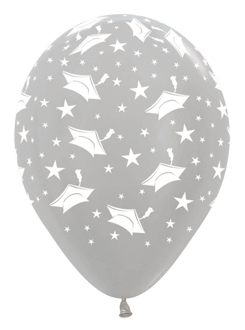 Ballons Chapeaux de Graduation Argent 30cm 25pcs