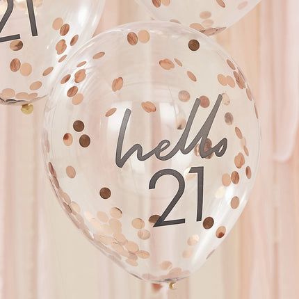 Ballons confettis or rose 21 ans 30cm 5pcs