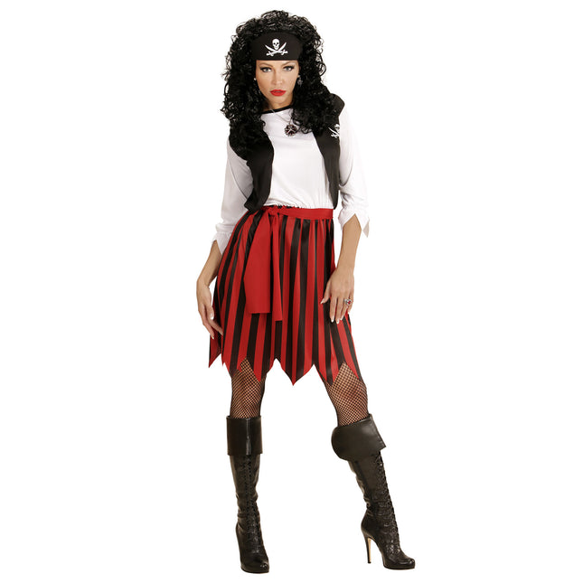 Robe Pirate Noir Rouge Dames Rayée Avec Gilet