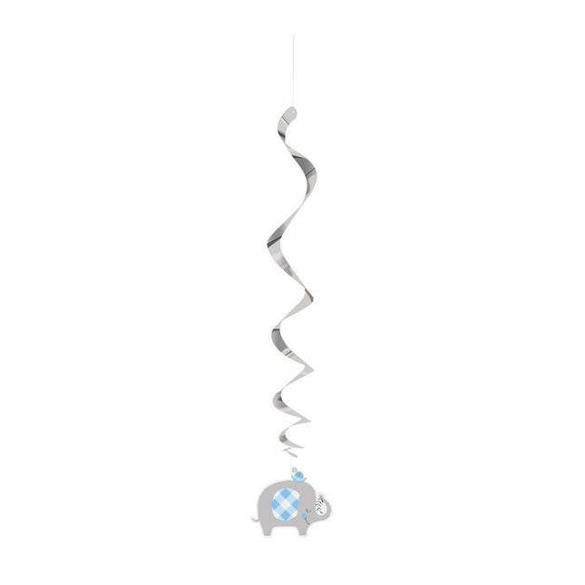 Décoration suspendue bébé éléphant bleu 66cm 3pcs