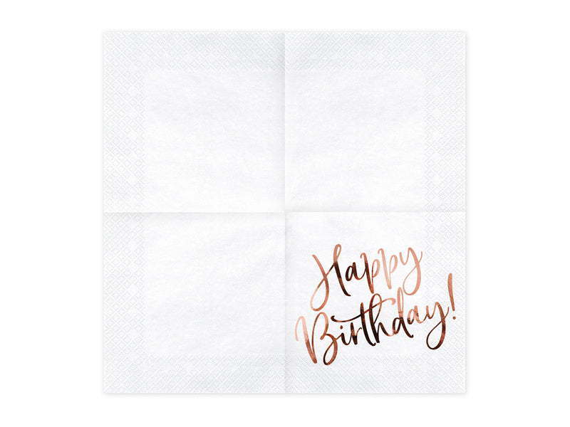 Serviettes de table Happy Birthday Blanc 33cm 20pcs