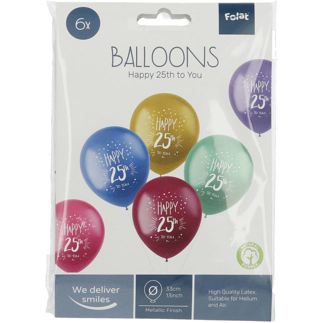 Ballons 25 ans Happy 25th 33cm 6pcs