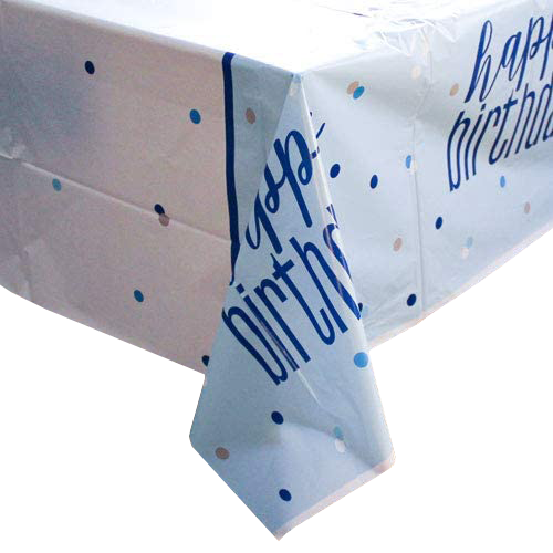 Nappe d'anniversaire Happy Birthday Bleu 2.13m