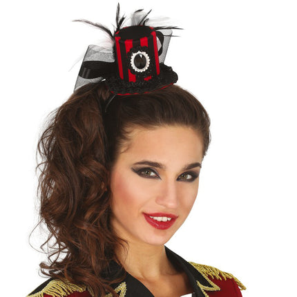 Tiare d'Halloween Mini Chapeau Noir Rouge