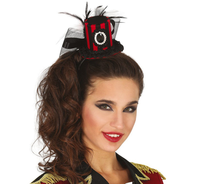 Tiare d'Halloween Mini Chapeau Noir Rouge