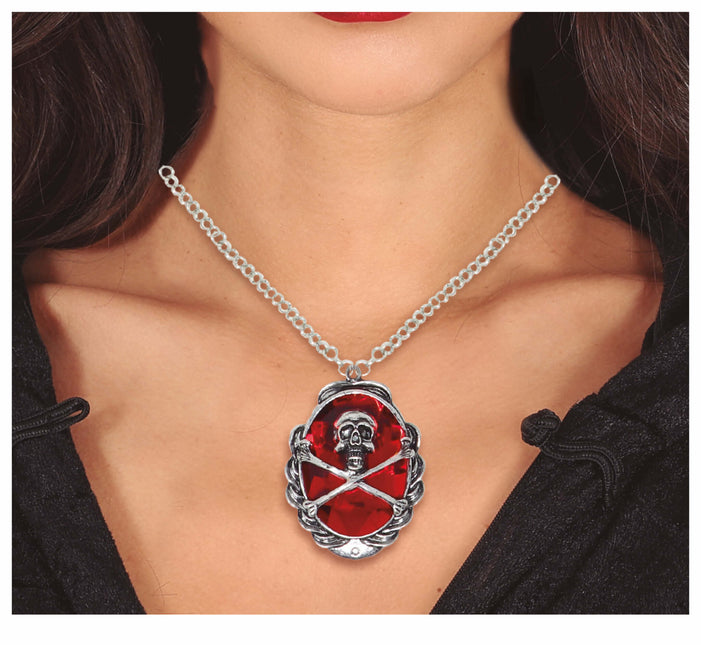 Collier d'Halloween en argent Tête de mort