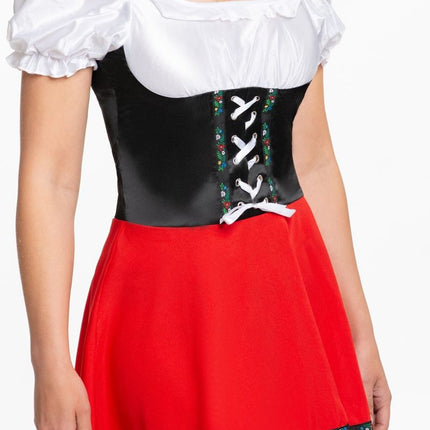 Robe Dirndl Oktoberfest Rouge Blanc Noeud