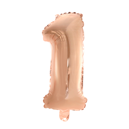 Ballon de baudruche Figure 1 Rose Gold 41cm avec paille