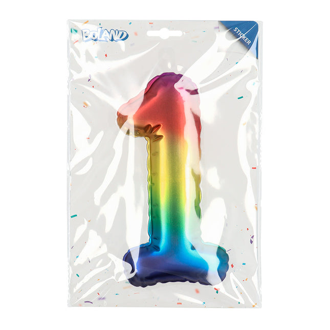 Rainbow 1 Year Stickers Foil Balloon 20cm