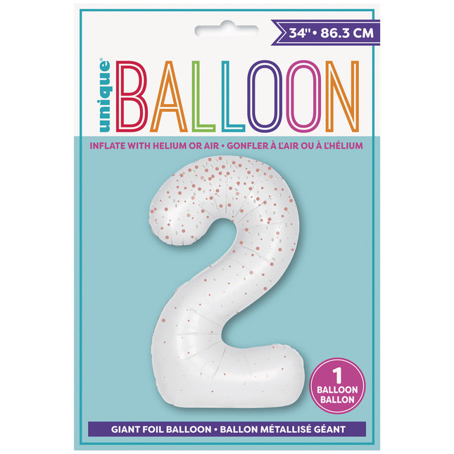 2 Year Figure Balloon White Dots 86cm