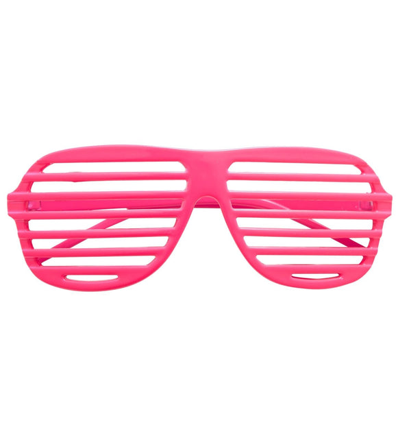 Lunettes rayées rose fluo