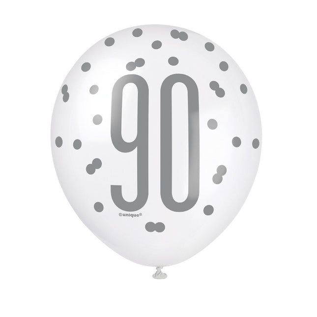 Ballons 90 Years Dots 30cm 6pcs