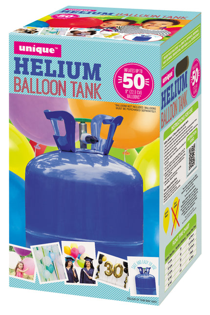 Réservoir d'hélium avec 50 ballons et ruban