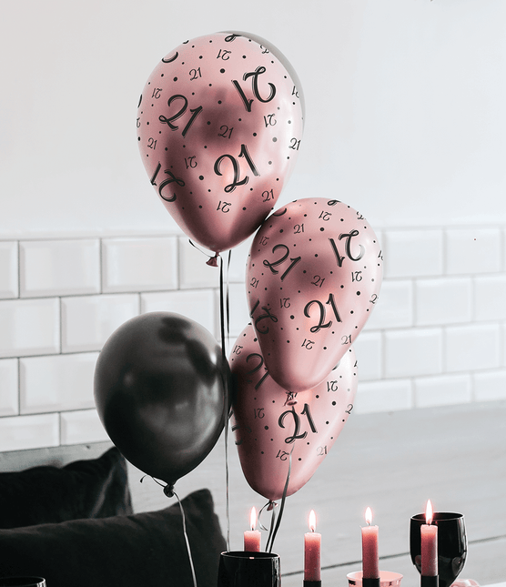 Ballons 30 ans Rose Noir 30cm 8pcs