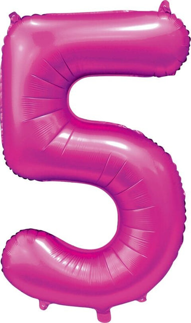 Ballon numéro Fuchsia 5 ans brillant 86cm