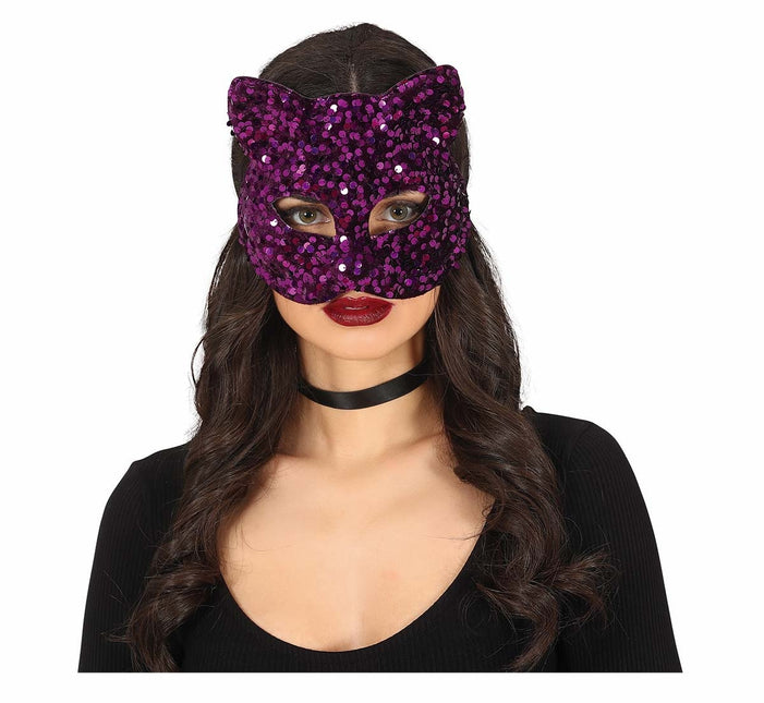 Masque pour les yeux violet Cat Sequins