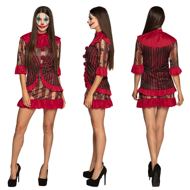 Costume de clown d'Halloween Rouge Dames