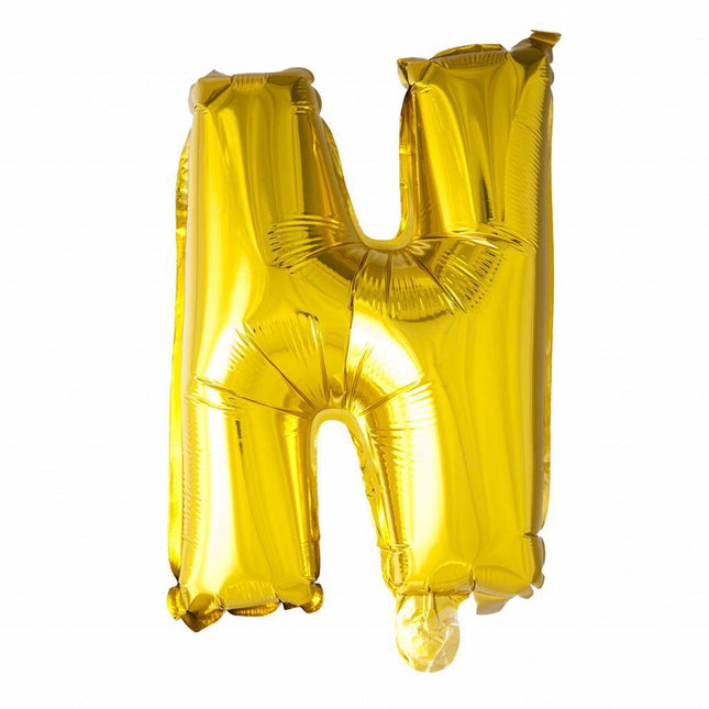 Ballon de baudruche Lettre N doré 41cm avec paille