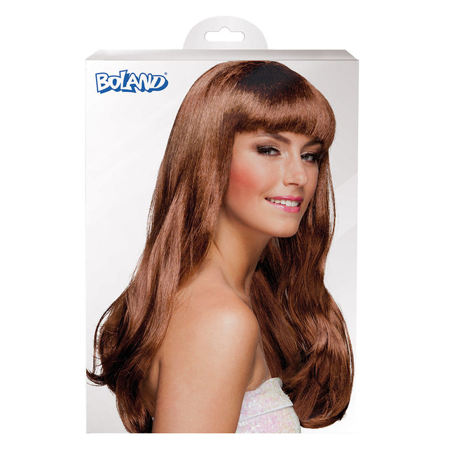 Perruque cheveux longs bruns