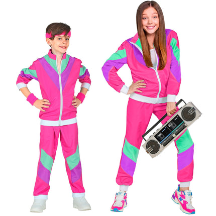 Neon 80S Tracksuit Faulty Pink Enfant