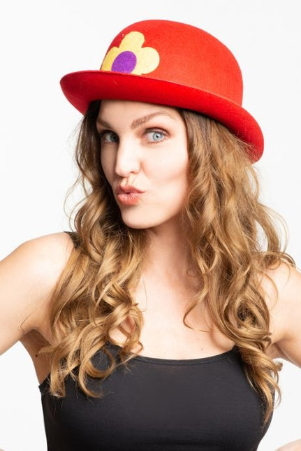 Chapeau melon Clown Rouge