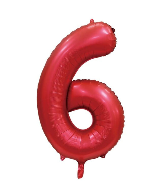 Ballon numéro rouge 6 ans brillant 86cm