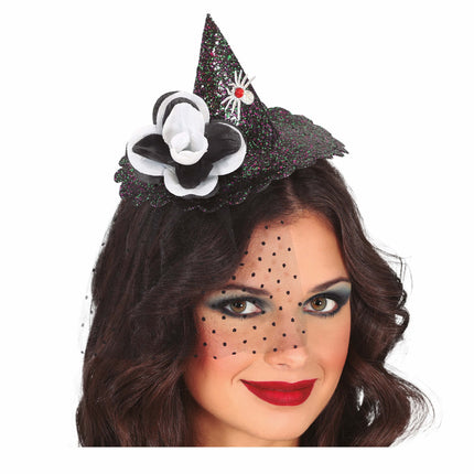 Bandeau d'Halloween noir Mini chapeau de sorcière