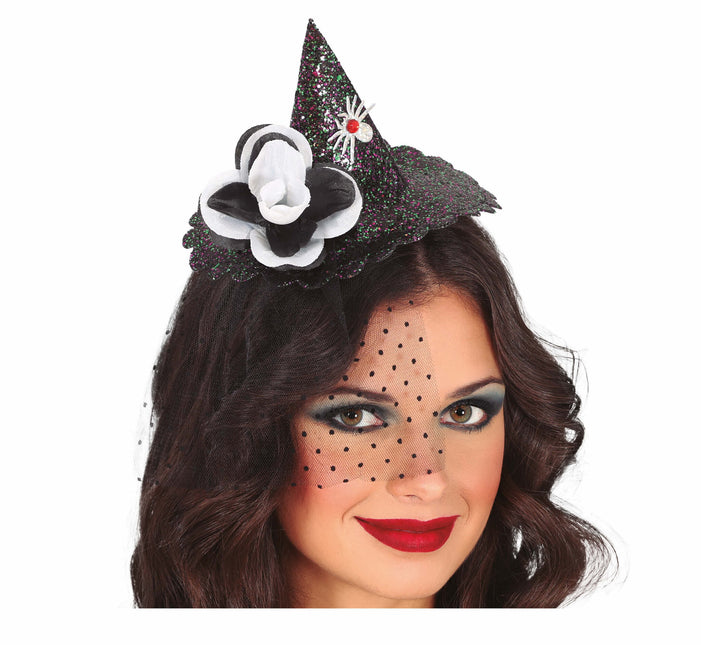 Bandeau d'Halloween noir Mini chapeau de sorcière