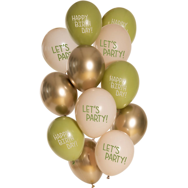 Ballons verts Happy Birthday 33cm 12pcs