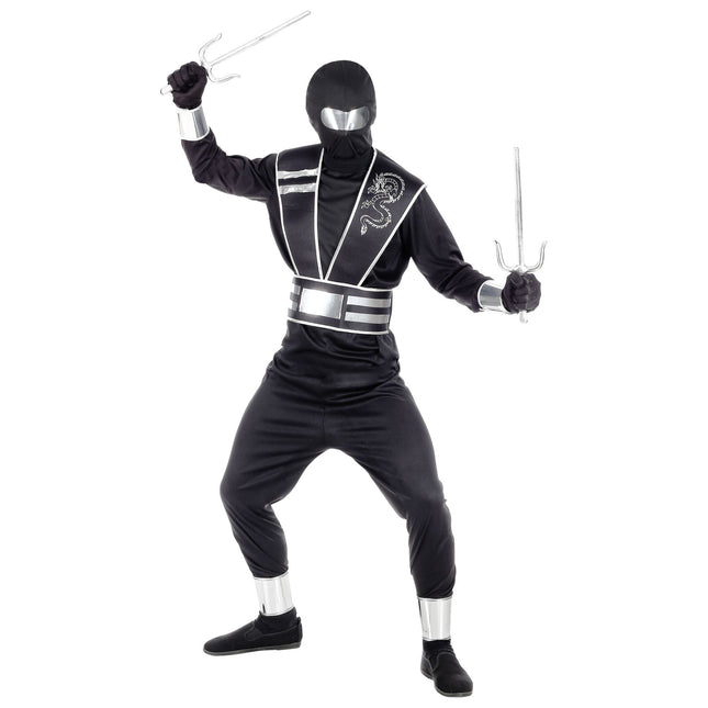 Combinaison Ninja Noir Argent Garçon