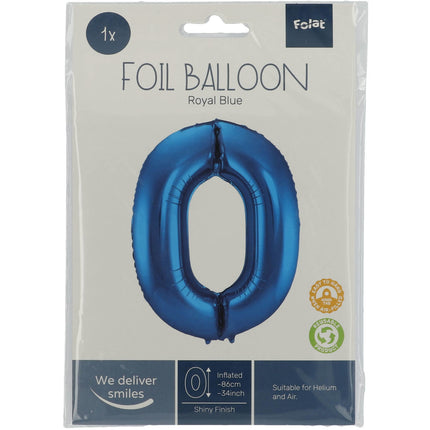 Ballon de baudruche Figure 0 Bleu Métallique XL 86cm Vide