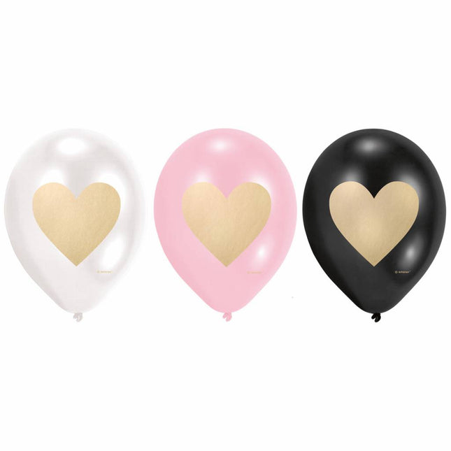 Ballon coeur doré 23cm 6pcs