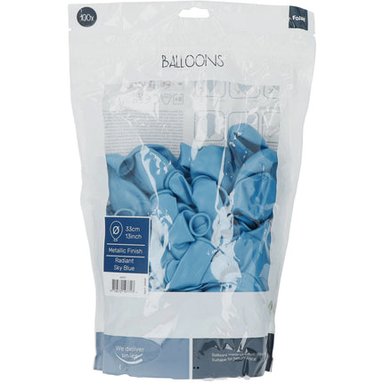 Ballons de baudruche bleu ciel métallisé 33cm 100pcs