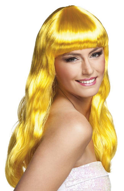 Perruque cheveux longs jaune