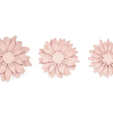 Fleurs en papier rose pastel 3pcs