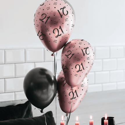 Ballons 60 ans Rose Noir 30cm 8pcs