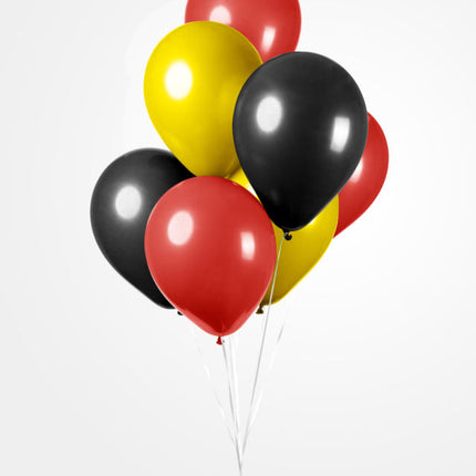 Ballons noirs jaunes rouges 30cm 10pcs