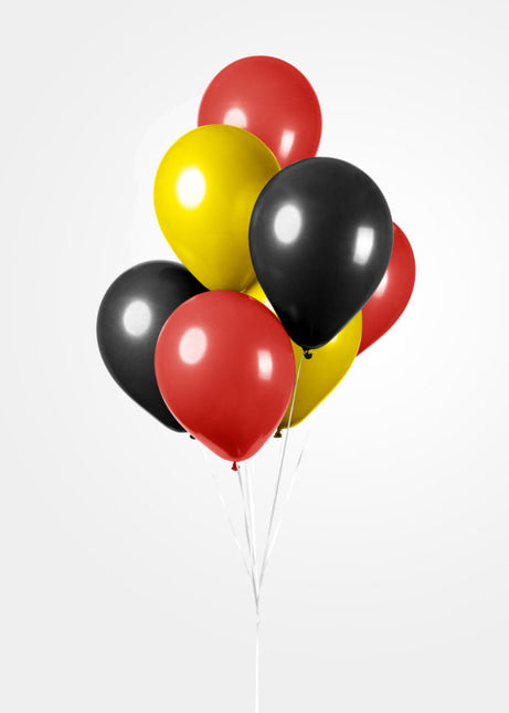 Ballons noirs jaunes rouges 30cm 10pcs