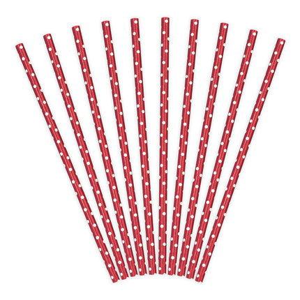 Pailles en papier rouge 19.5cm 10pcs