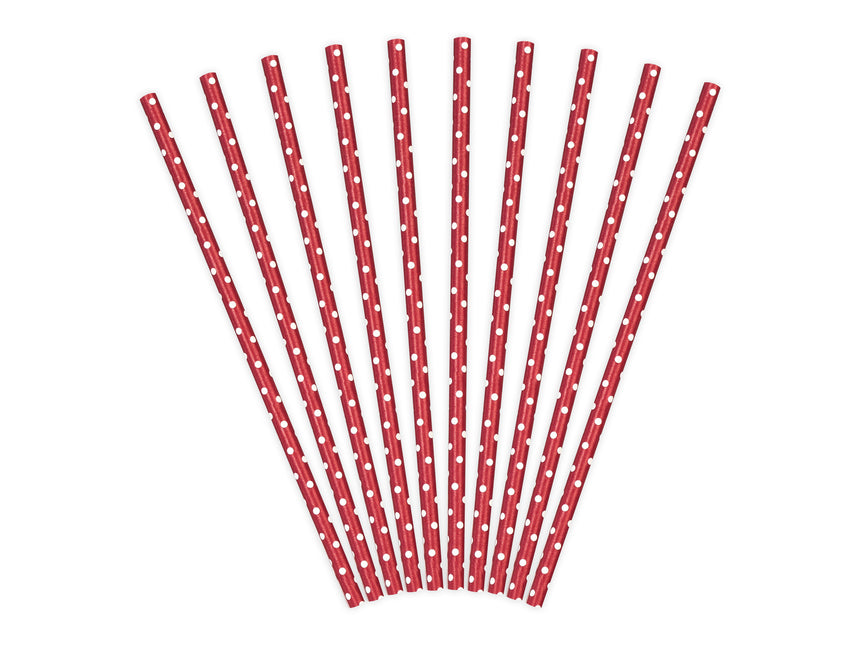 Pailles en papier rouge 19.5cm 10pcs