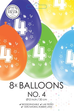 Ballons colorés 4 ans 30cm 8pcs