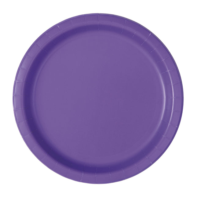 Assiettes violettes rondes néon 18cm 8pcs