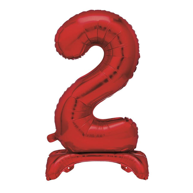 Ballon numéro rouge 2 ans avec standard 76cm