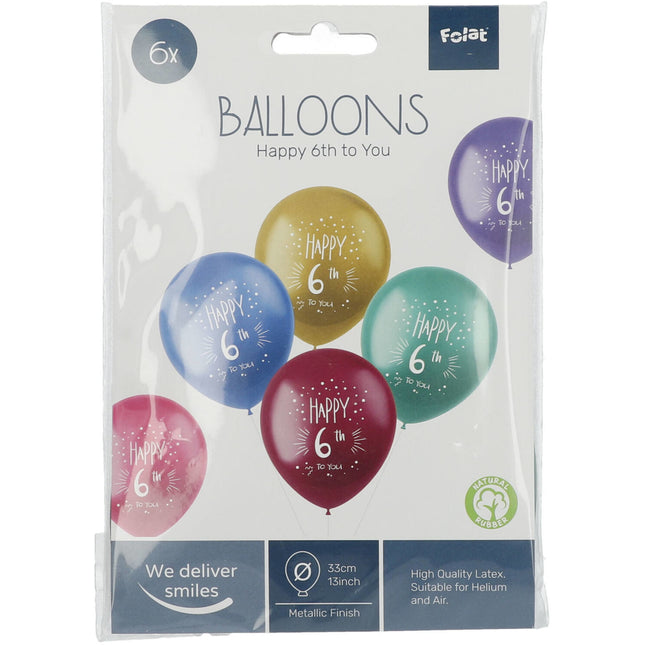 Ballons 6 ansHappy 6th 33cm 6pcs