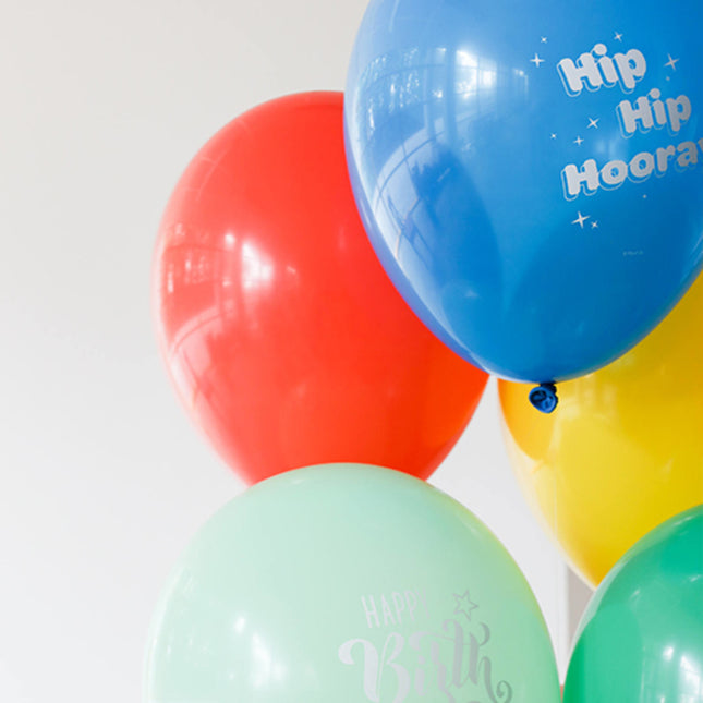 Ballons Hip Hip Hooray Colorés 33cm 6pcs