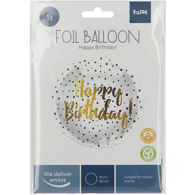 Ballon à l'hélium Happy Birthday Dots Empty 45cm