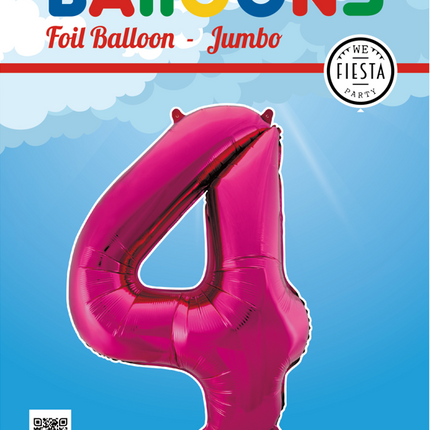 Ballon de baudruche Figure 4 Fuchsia XL 86cm vide